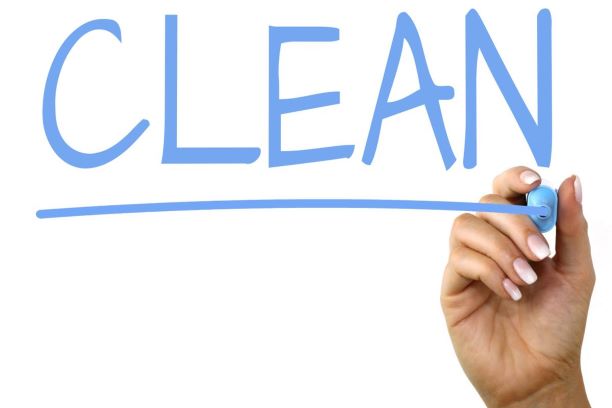 The word "clean" written in light blue with a white background.