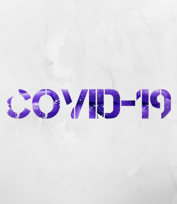 SCS, gray and purple graphic that reads COVID-19 