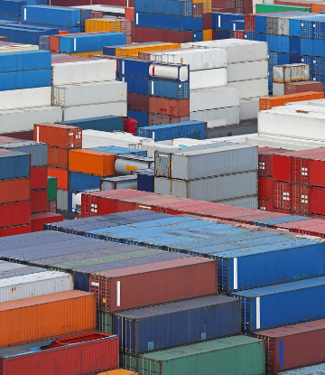 Image of a shipping yard of stacked containers