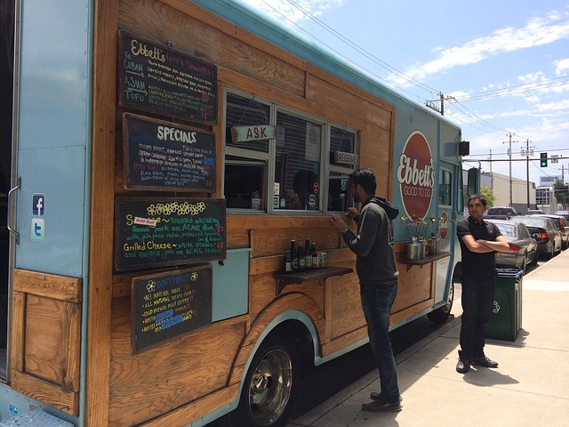 Taco truck with two customers