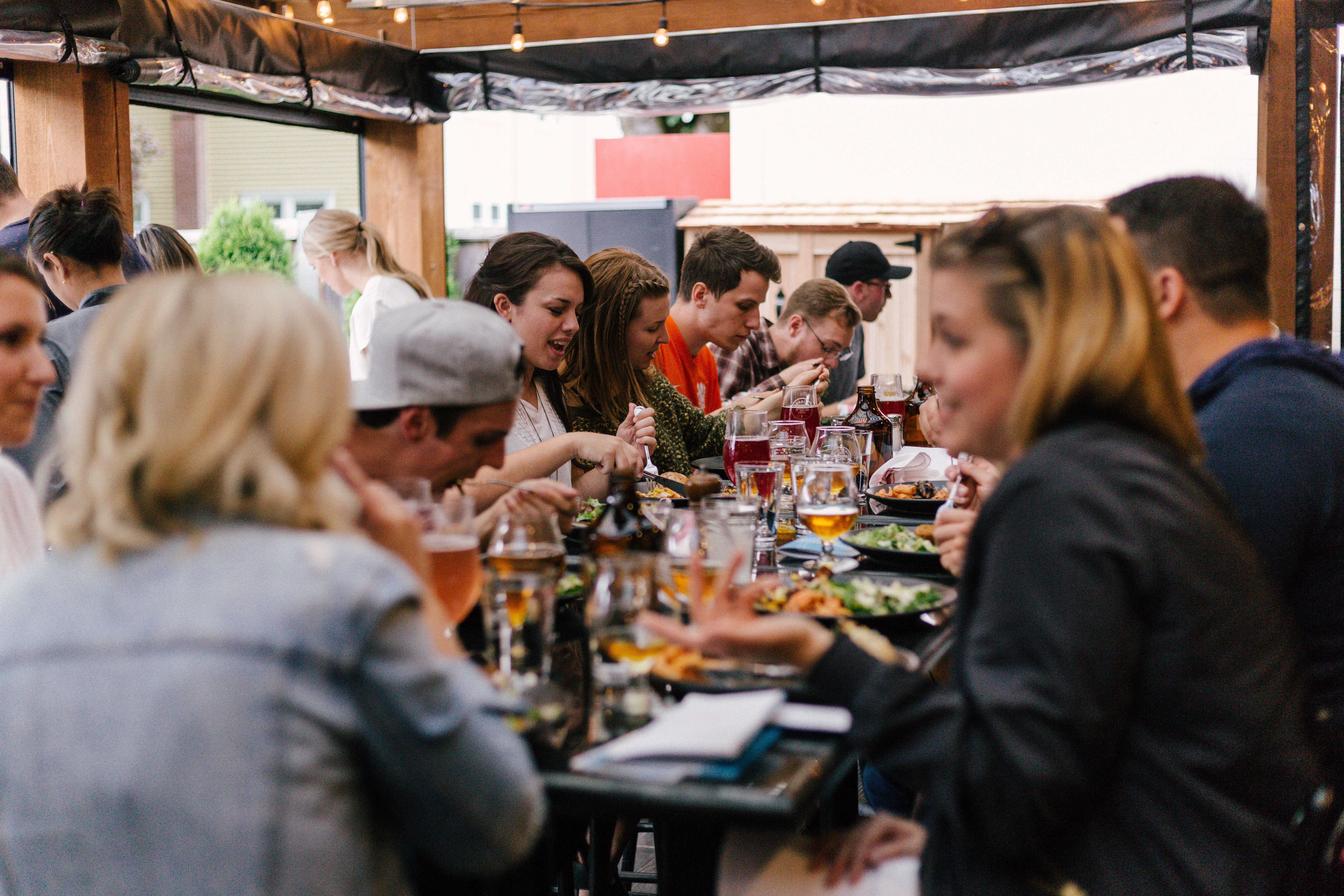 Image of busy table at restaurant