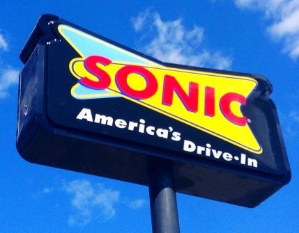 Sonic sign against blue sky