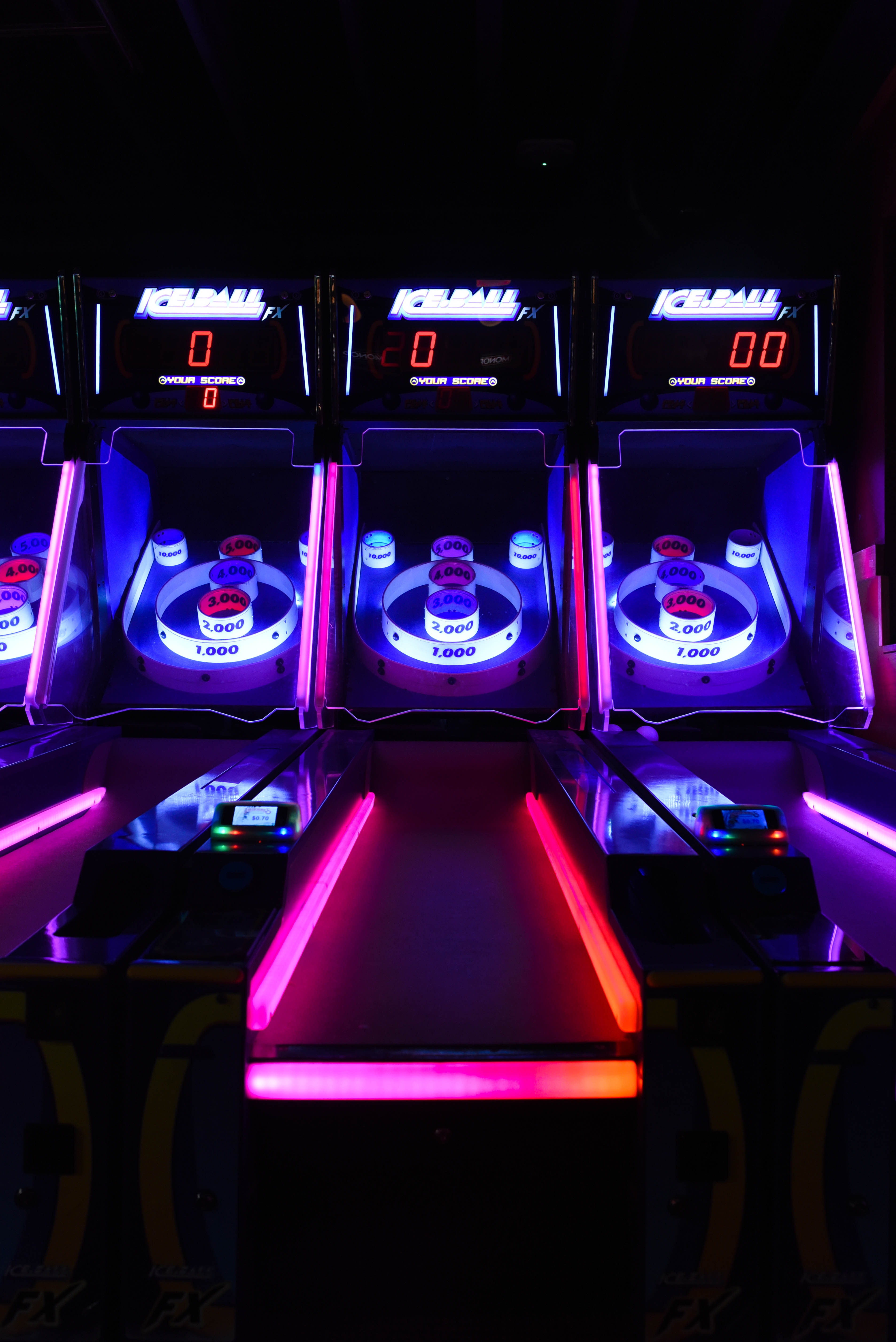 arcade games in neon
