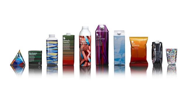 10 different Tetra Pak boxes artfully displayed