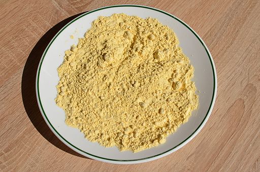 Chickpea flour on a plate