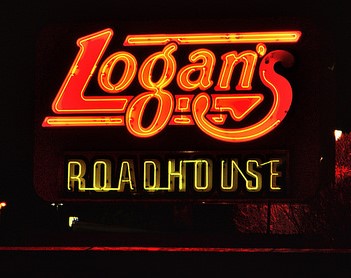 Neon Logan's Roadhouse sign.