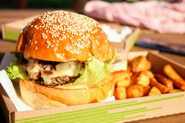 Cheeseburger and American fries