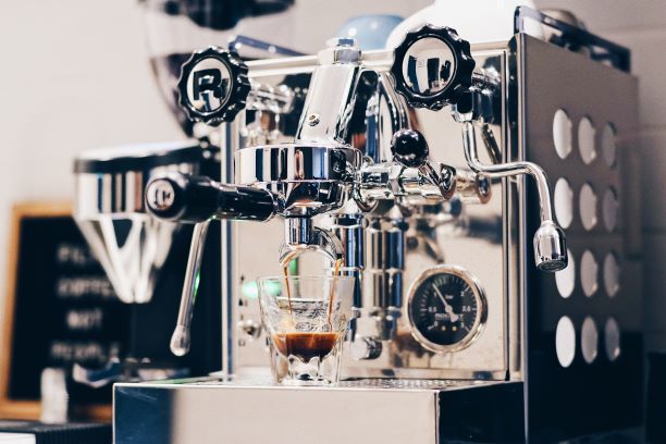 Image of silver espresso machine.