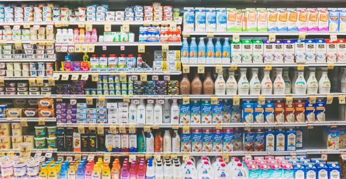 Image of dairy case at a grocery store.