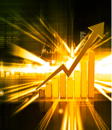 Supply Chain Scene, illustration of a gold trendline