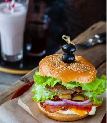 Supply Chain Scene, image of burger and shake 