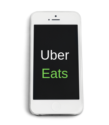 Supply Chain Scene, image of an iphone with Uber Eats text 