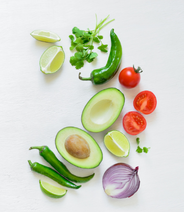 Supply Chain Scene, image of avacados, onions, peppers, tomatos, lime