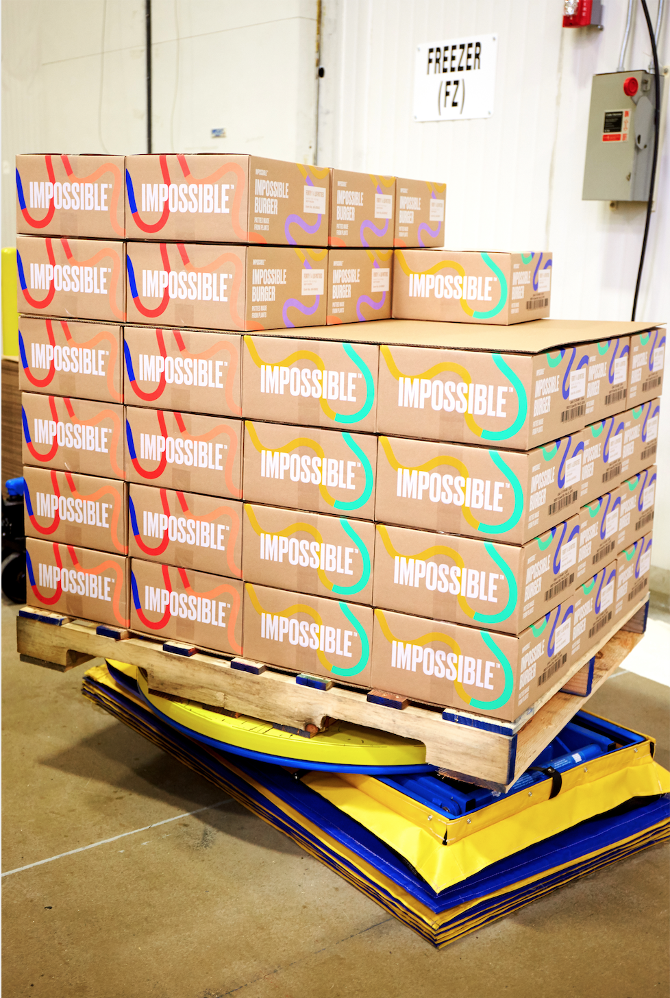 Impossible Foods Photo, image of a pallet of Impossible Foods product