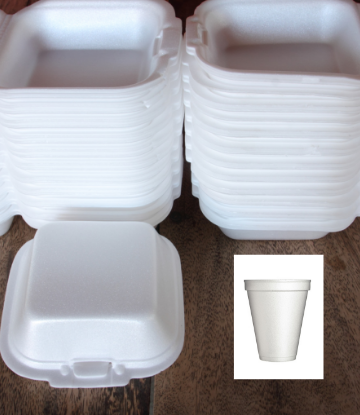 Supply Chain Scene, image of polystyrene food cantainers and cup