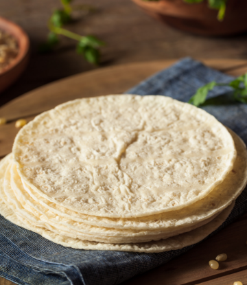 Supply Chain Scene, Image of a stack of fresh, flour tortillas 