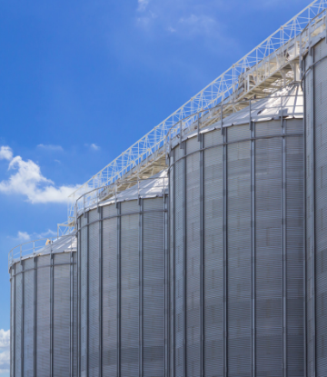 Supply Chain Scene, image of grain elevators 