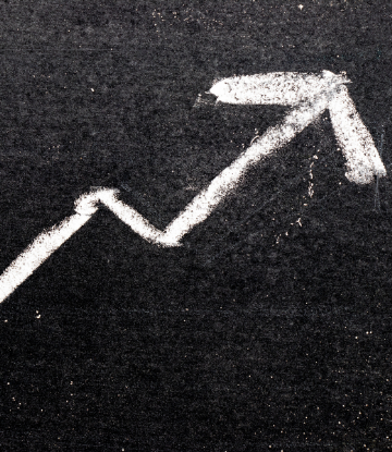 Supply Chain Scene, image of a chalk drawn arrow, pointing upward 