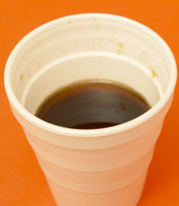 SCS, image of a styrofoam cup half filled with coffee 