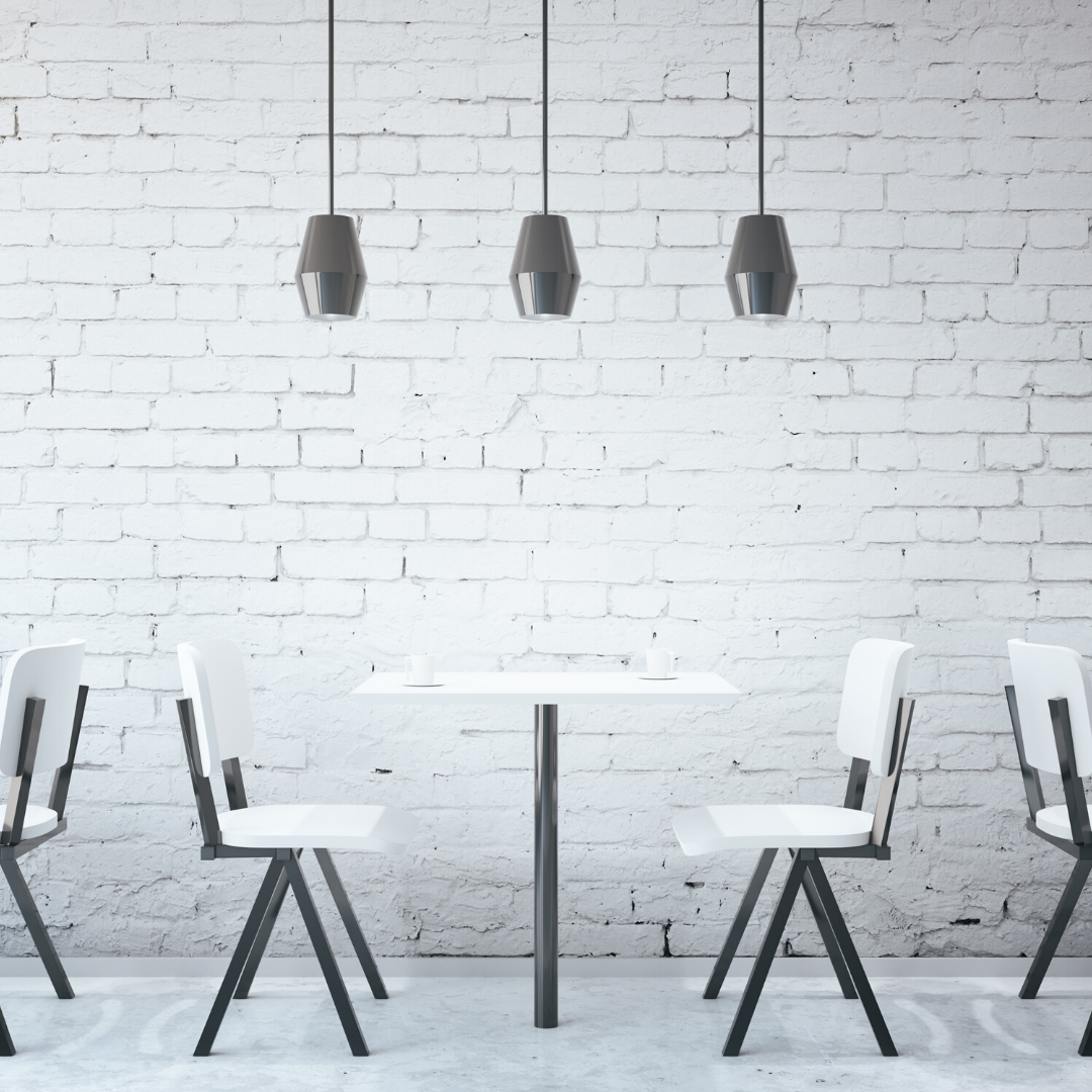 SCS, image of modern, empty restaurant tables and chairs 