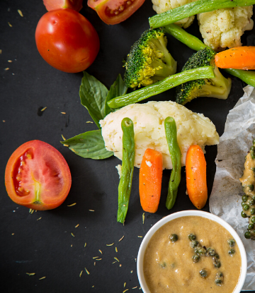 SCS, image of fresh food and vegetables on a black background 