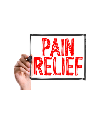 SCS, hand writing the words PAIN RELIEF on glass 