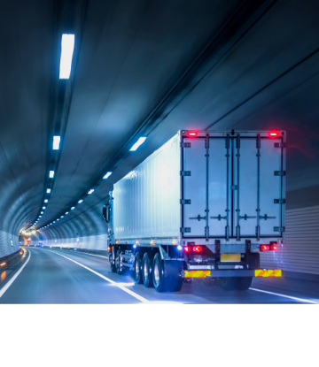 SCS, image of an 18-wheeler going through a tunnel 