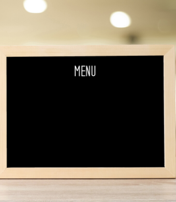 SCS, image of a chalkboard with the word MENU at the top with nothing underneath 