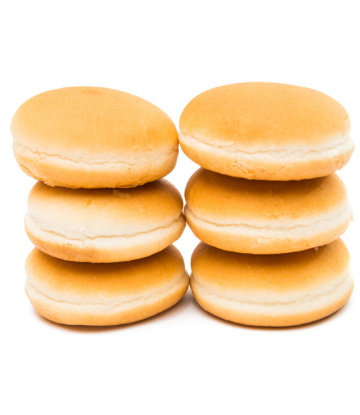 SCS, image of 2 stacks of fresh, plain hamburger buns 