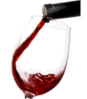 Image of a glass of red wine being poured from a bottle