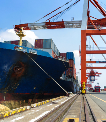 Image of a large ship at port 