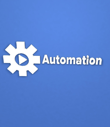 The word Automation on a blue background 