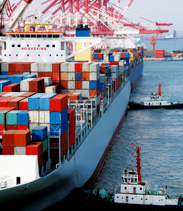 Image of a large container ship on the water