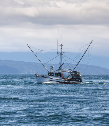 fishing boat on open water 