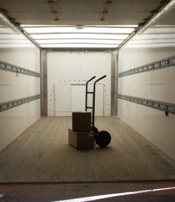 Inside of an empty freight truck