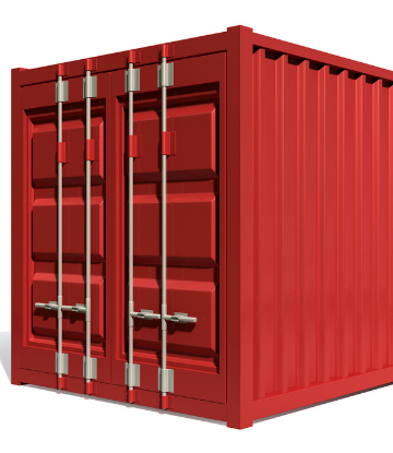 Red shipping container