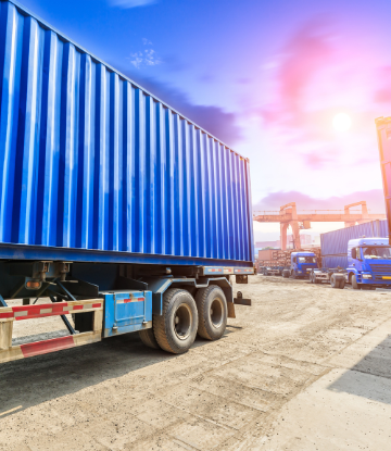 Truck with freight at the dock