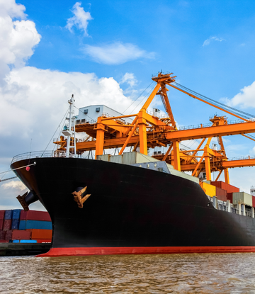 A container ship at port