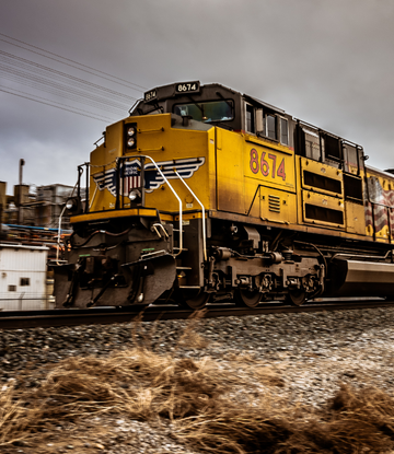 Railroad train on the track 