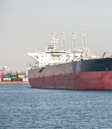 A container ship near port 