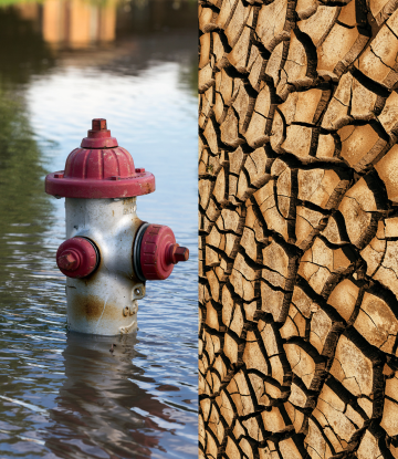 flood and drought split screen 