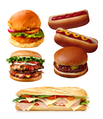assorted beef and chicken sandwiches