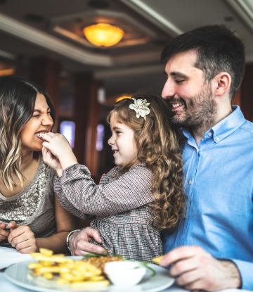 Family eating at a restaurant 