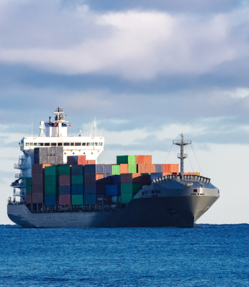 container ship on the ocean