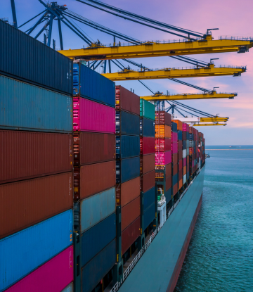 Container ship on the sea