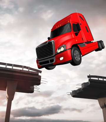 truck crossing a gap