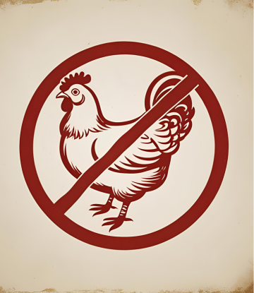 chicken with a ban mark in red 