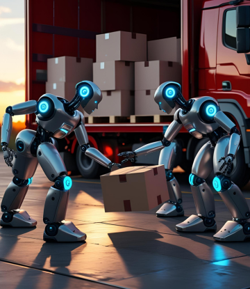 Robots loading a truck