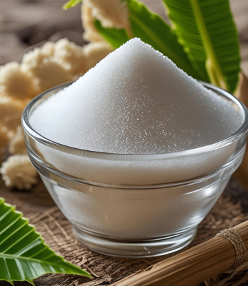 A bowl of cane sugar