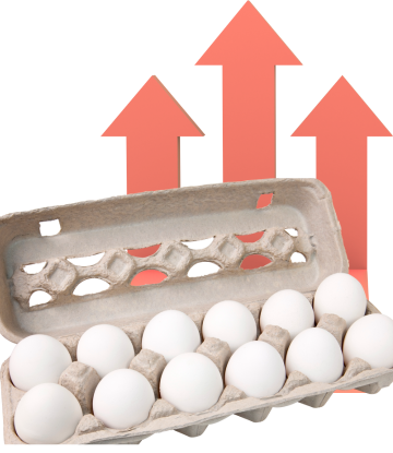 Whole eggs with three upward arrows